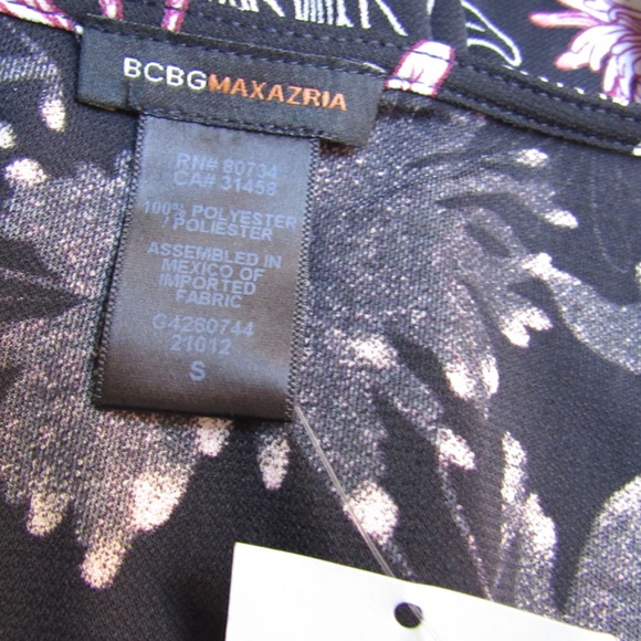 BCBGMAXAZRIA Black Petal Daisies Floral Tie Wrap Bow V Neck Night Out Dress S - Picture 5 of 5